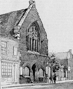 an old image of Saint Mary's Guildhall, in Boston